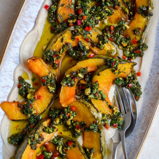 Roasted Squash with Salsa Verde - Recipe photo by missrachelphipps