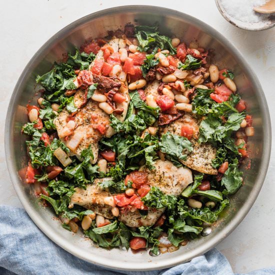 Tuscan Chicken & White Beans - Recipe photo by nourishandfete