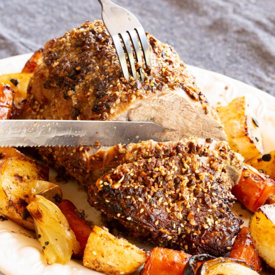 Rolled Lamb Roast with Dukkah Crust - Recipe photo by Wandercooks
