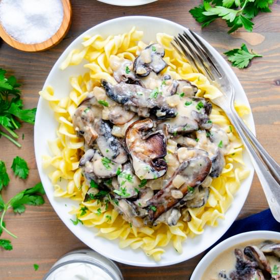MUSHROOM STROGANOFF - Recipe photo by TheFrayedApron