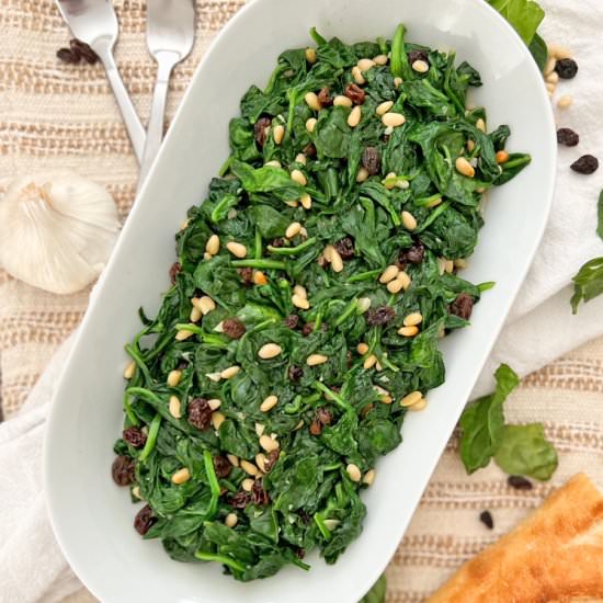 CLASSIC Catalan-Style Spinach - Recipe photo by Spain on a Fork