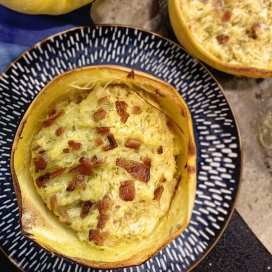 Bacon Ricotta Spaghetti Squash - Recipe photo by freebelly