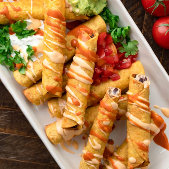 Chipotle Black Bean Taquitos - Recipe photo by peasandcrayons