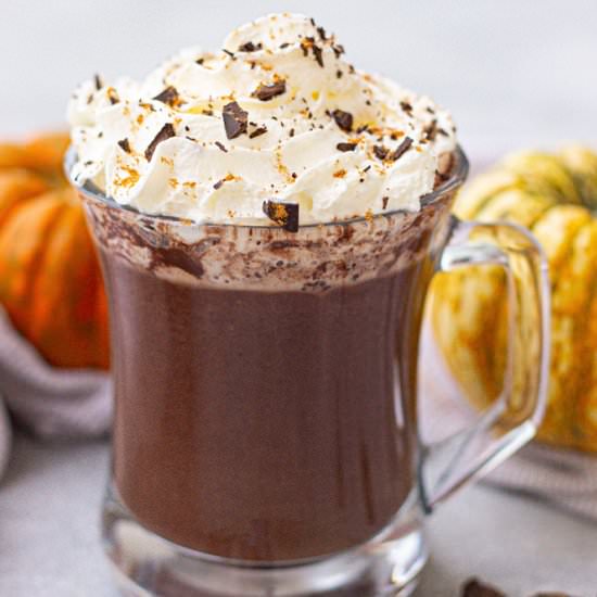 Starbucks Pumpkin Hot Chocolate - Recipe photo by Skinny Sweets