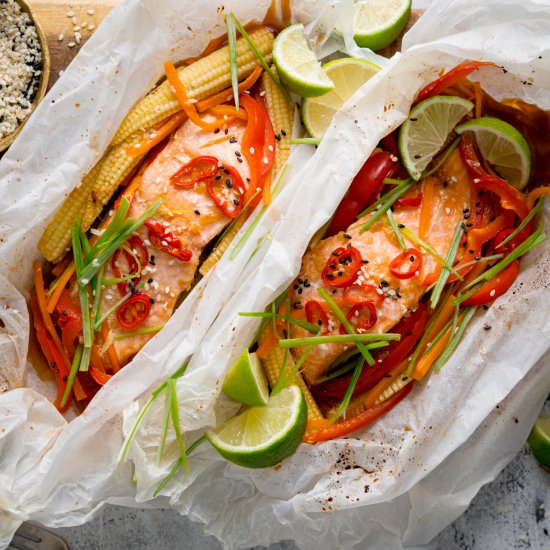 Salmon en Papillote - Recipe photo by KitchenSanctuary