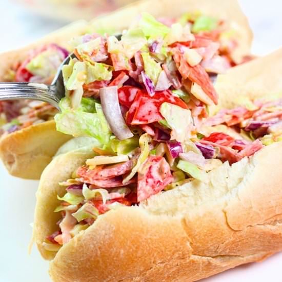 chopped Italian sub sandwiches - Recipe photo by nowcookthis