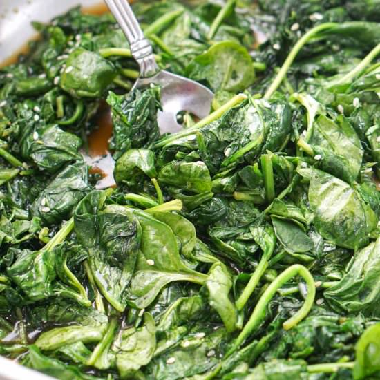 Keto Asian Spinach Stir Fry - Recipe photo by MyLifeCookbook