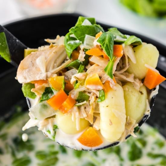 Crock Pot Chicken Gnocchi Soup - Recipe photo by OnMyKidsPlate