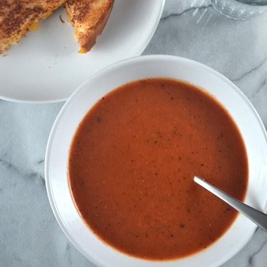 The Best Simple Pantry Tomato Soup - Recipe photo by Mealtime Joy