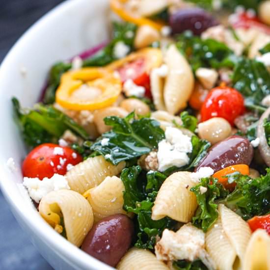 Easy Mediterranean Kale Pasta Salad - Recipe photo by MyLifeCookbook