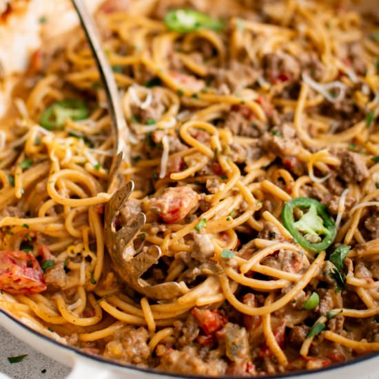 Taco Spaghetti - Recipe photo by theforkedspoon