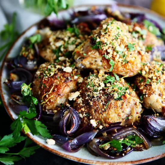 Roasted Chicken Thighs with Almond - Recipe photo by angiesrecipes