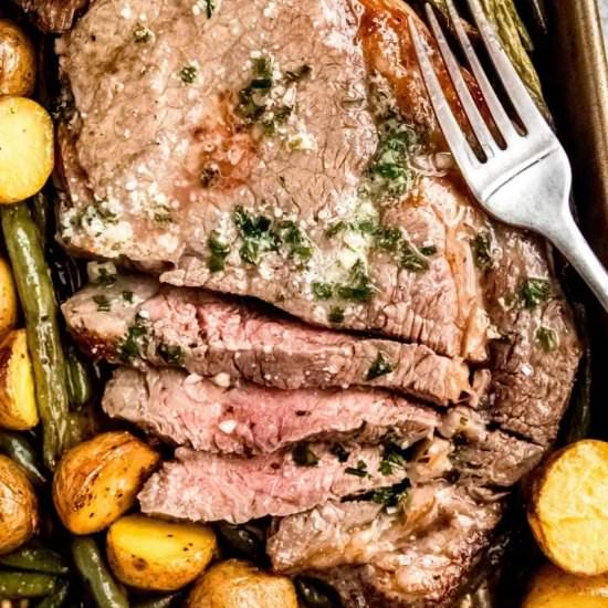 Sheet Pan Steak and Potatoes Recipe - Recipe photo by wholefully