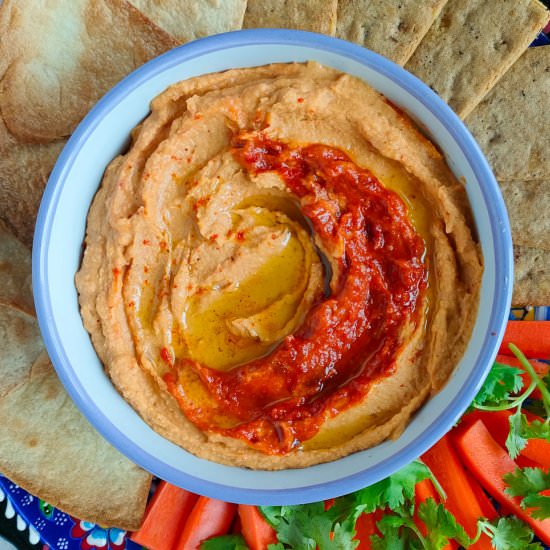 Easy Spicy Harissa Hummus - Recipe photo by Sheeba@gohealthy