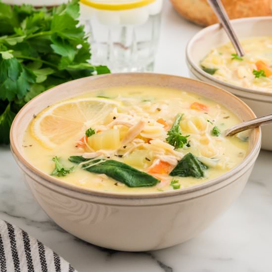Greek Lemon Soup with Chicken - Recipe photo by Grits and Pinecones