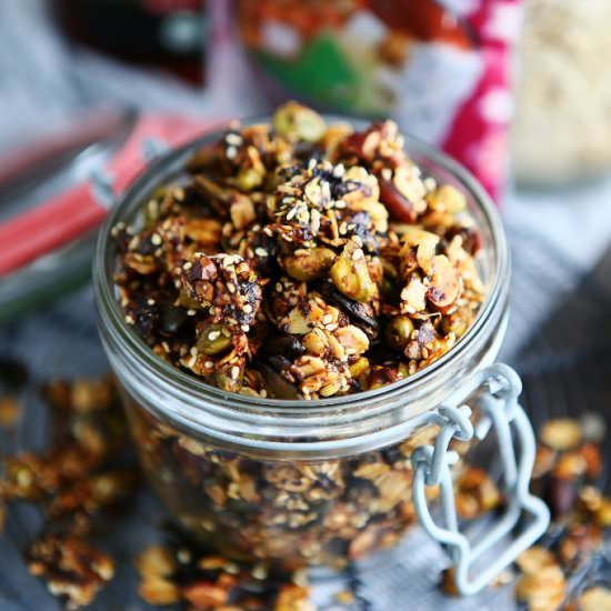 Miso Tahini Granola with Sriracha a - Recipe photo by angiesrecipes