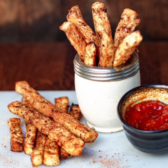 cajun celeriac oven fries - Recipe photo by a zest for life
