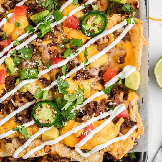 Ultimate Loaded Ground Beef Nachos - Recipe photo by Grits and Pinecones
