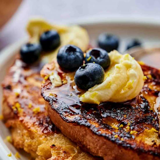 Lemon Blue Mascarpone French Toast - Recipe photo by chocolatesandchai