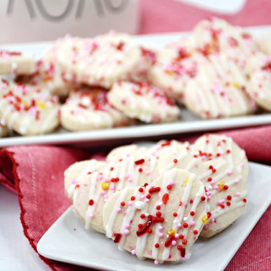 Mini Valentine Shortbread Cookies - Recipe photo by Skinny Sweets
