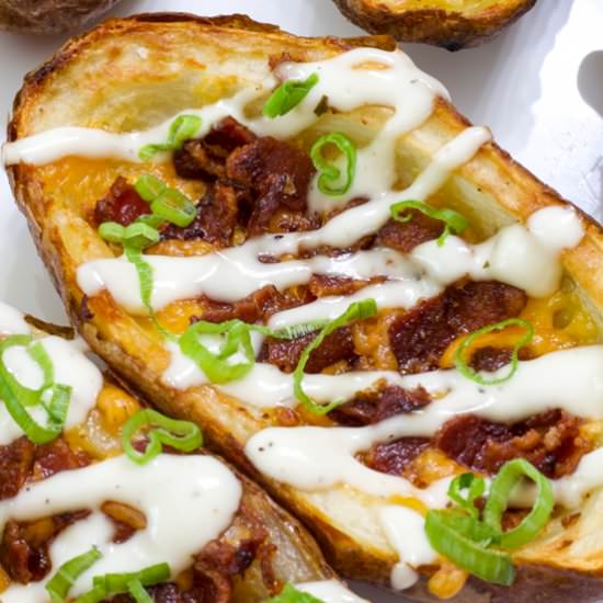 air fryer loaded potato skins - Recipe photo by Mindy B
