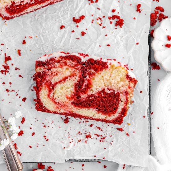 Red Velvet Swirl Loaf Cake - Recipe photo by bakerstable