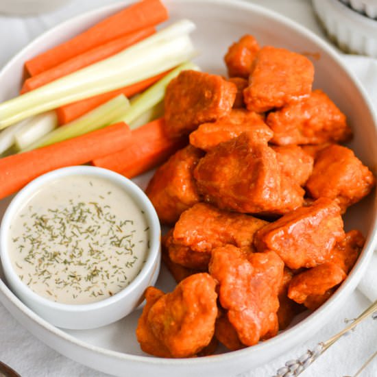 Buffalo Tofu Wings - Recipe photo by earthly provisions