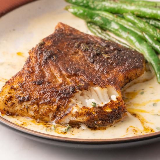 Blackened Chilean Sea Bass - Recipe photo by debsdailydish