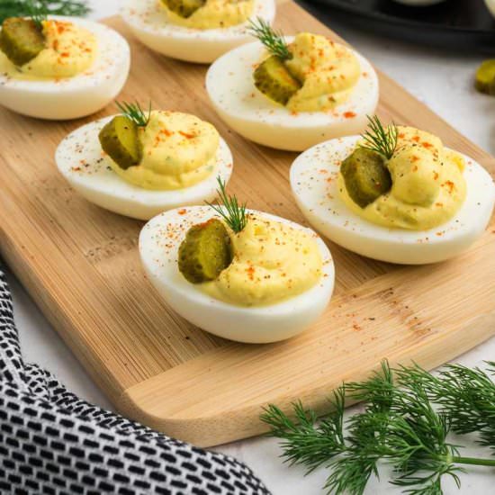 Dill Pickle Deviled Eggs Recipe - Recipe photo by wholefully