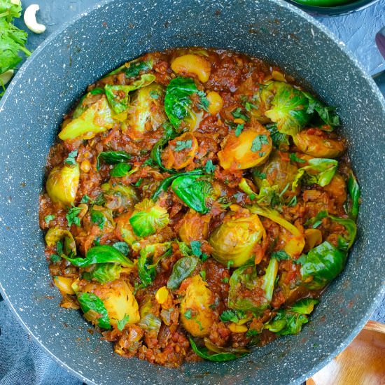 Easy One Pot Brussels Sprouts Curry - Recipe photo by Sheeba@gohealthy