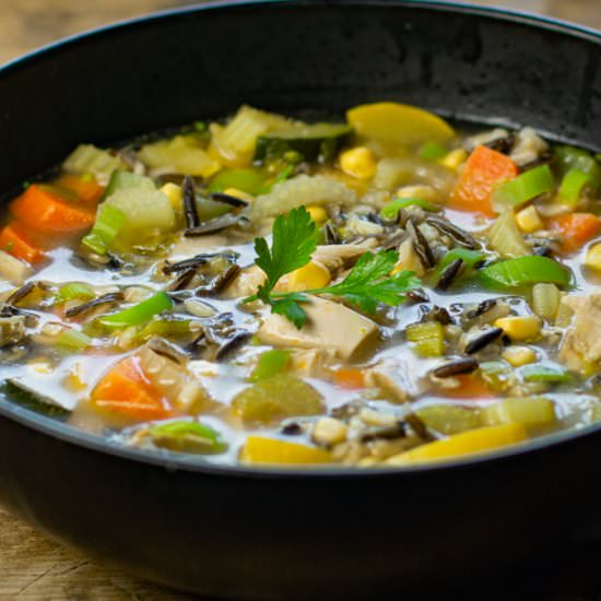 Chicken, Wild Rice & Veggie Soup - Recipe photo by a zest for life