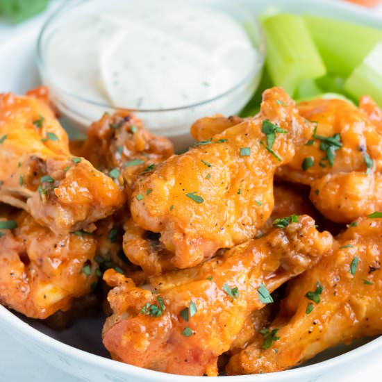 Baked Buffalo Chicken Wings - Recipe photo by Evolving Table Food