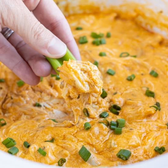 Crockpot Buffalo Chicken Dip - Recipe photo by Evolving Table Food