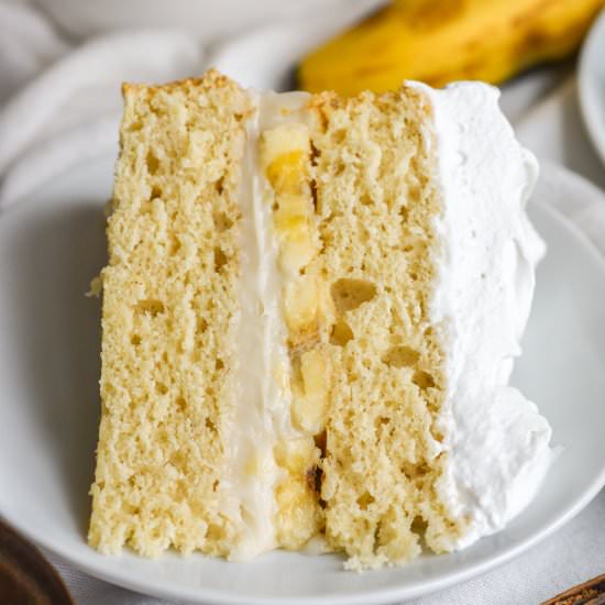 Vegan Banana Cream Pie Cake - Recipe photo by earthly provisions