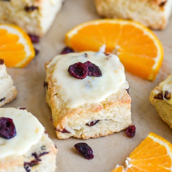 Vegan Cranberry Orange Scones - Recipe photo by earthly provisions