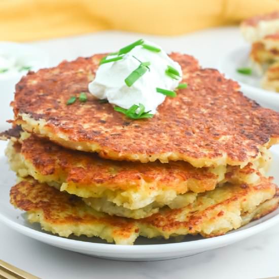 Crispy Easy Mashed Potato Pancakes - Recipe photo by OnMyKidsPlate