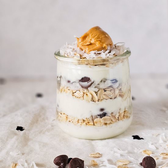 Peanut butter chocolate oatmeal - Recipe photo by TheDishNextDoor