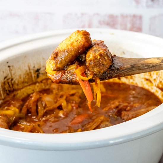 Crockpot Italian Sausage and Pepper - Recipe photo by thefreshcooky