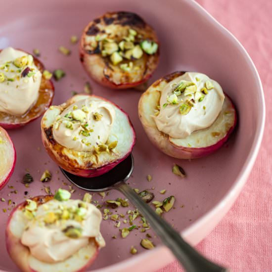 Roasted Nectarines and Tahini Cream - Recipe photo by heinstirred