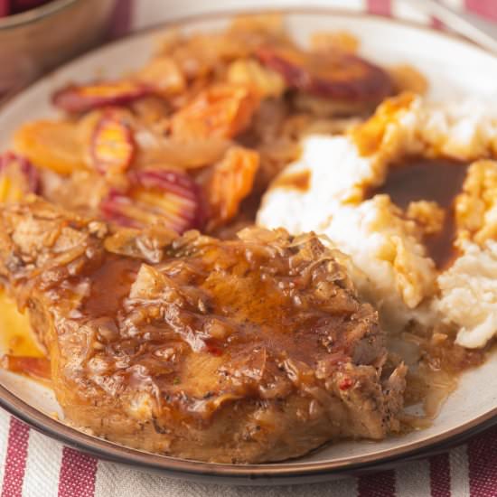 Crockpot Pork Chops and Sauerkraut - Recipe photo by debsdailydish