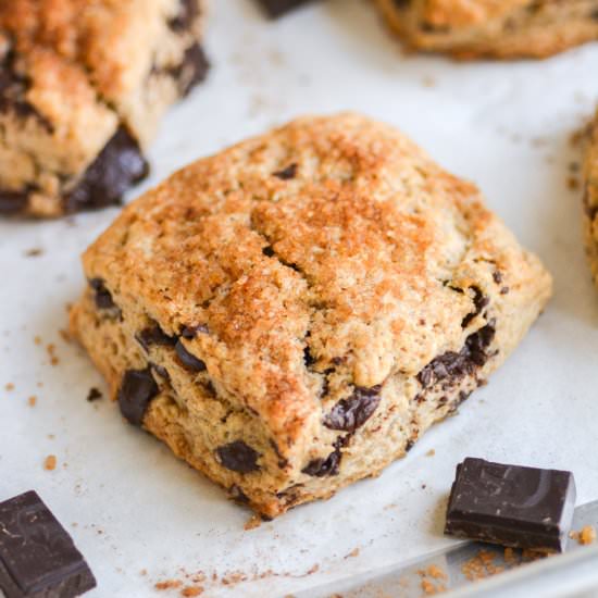 Vegan Chocolate Chip Cinnamon Scone - Recipe photo by earthly provisions
