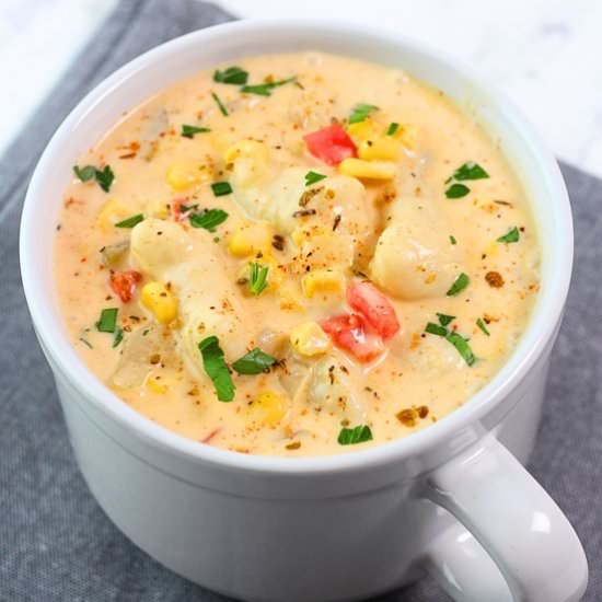 Cajun Corn Chowder With Gnocchi - Recipe photo by nowcookthis