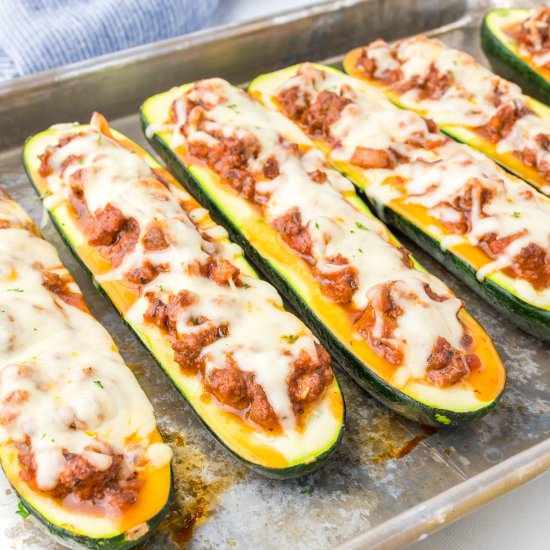 Zucchini Boats With Ground Beef - Recipe photo by OnMyKidsPlate