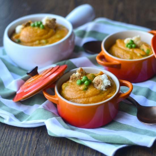 Vegan Sweet Potato Pea Soup - Recipe photo by Feed Your Soul