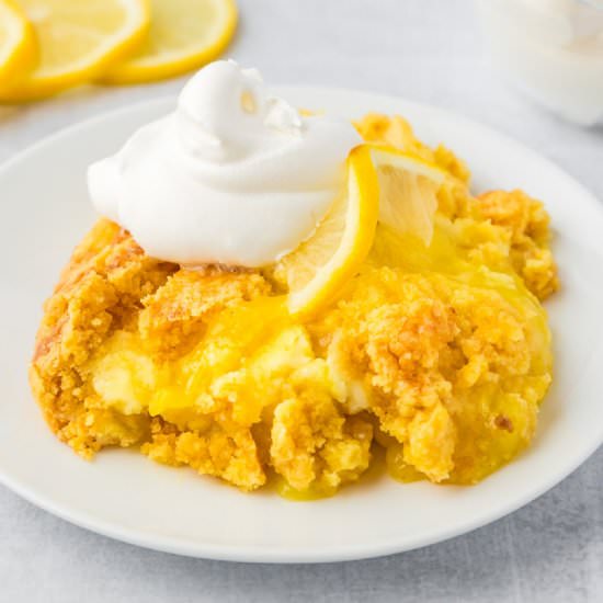 Easy Lemon Dump Cake Recipe - Recipe photo by OnMyKidsPlate