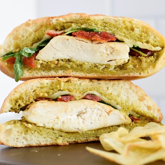 Chicken Pesto Sandwich Recipe - Recipe photo by Skinny Sweets
