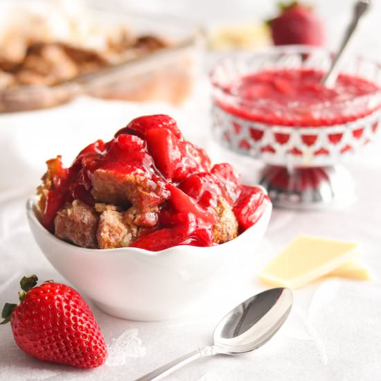 White Choc Strawberry Bread Pudding - Recipe photo by A baJillian Recipes