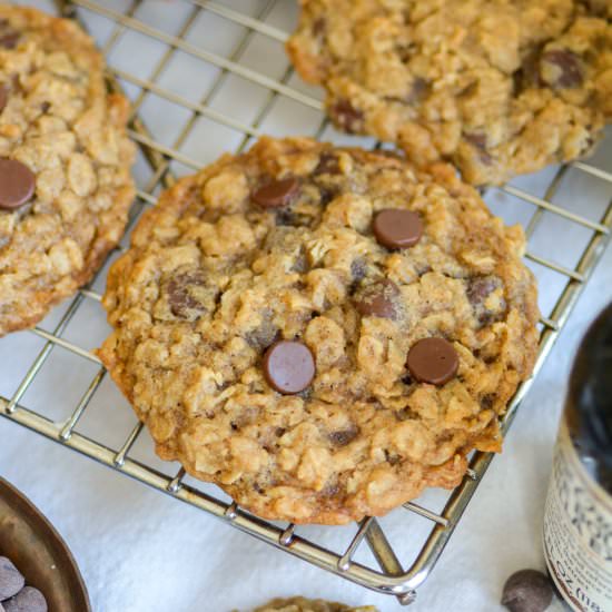 Vegan Oatmeal Chocolate Chip Cookie - Recipe photo by earthly provisions