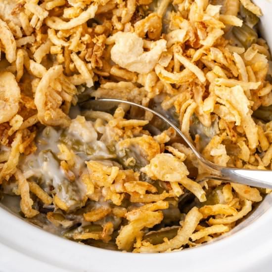 Slow cooker green bean casserole - Recipe photo by Family Food on the Table