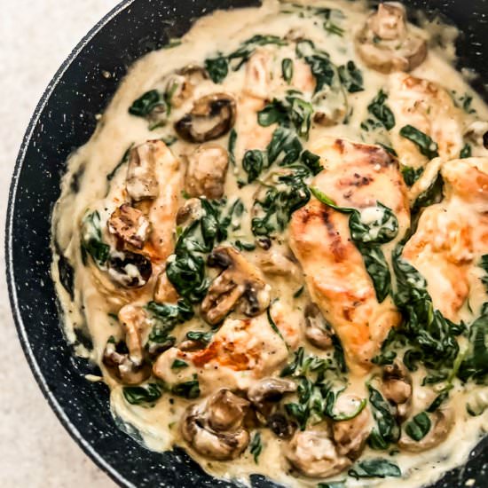 Chicken Florentine with Mushrooms - Recipe photo by Lisa G Cooks